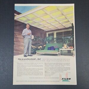 1957 Filon Plastics Corp Patio Roof Vintage Print Ad El Segundo CA Fiberglass‎